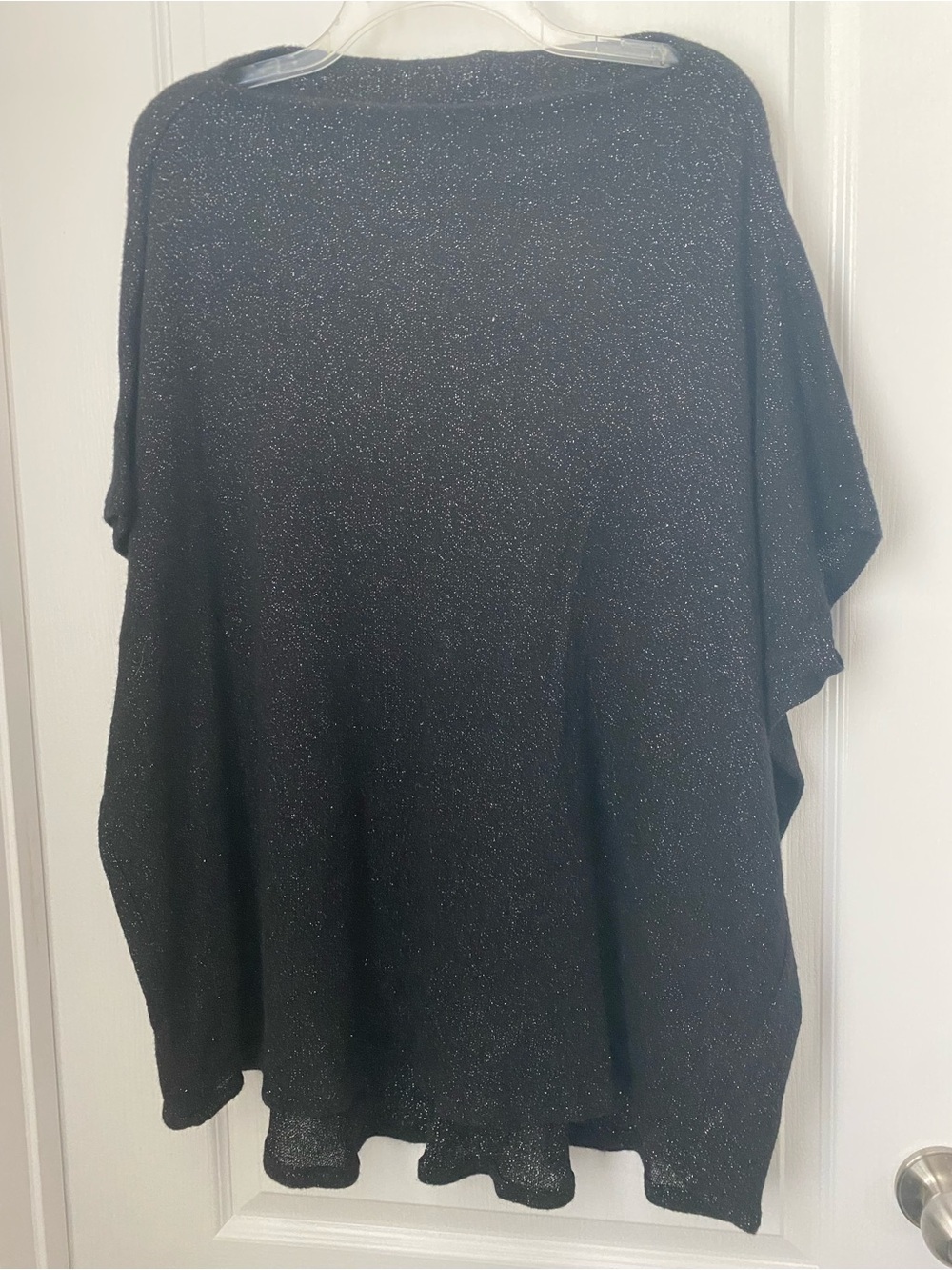 bryn Walker Black Metallic Knit Short Sleeve Top